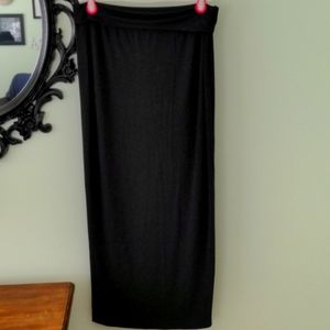 Eileen Fisher Black Fold-Over Waist Maxi Skirt